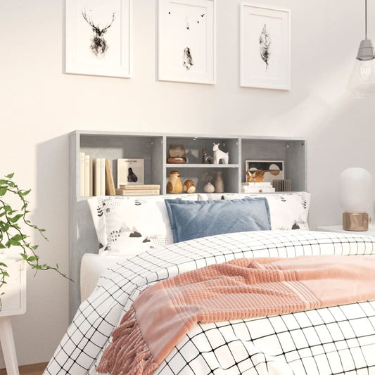 Testiera con Contenitore Grigio Cemento 120x19x103,5 cm - homemem39