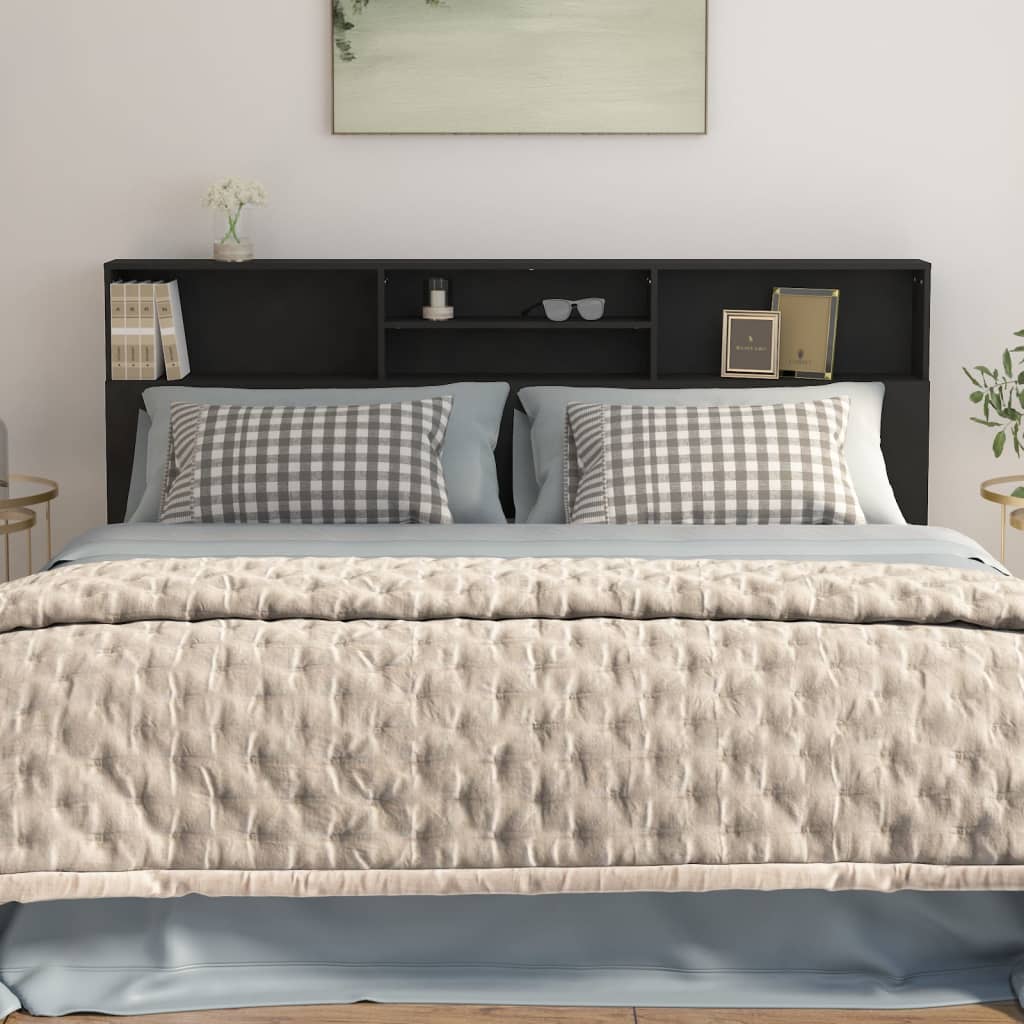 Testiera con Contenitore Nero 200x19x103,5 cm - homemem39