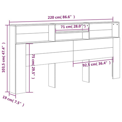 Testiera con Contenitore Bianco 220x19x103,5 cm