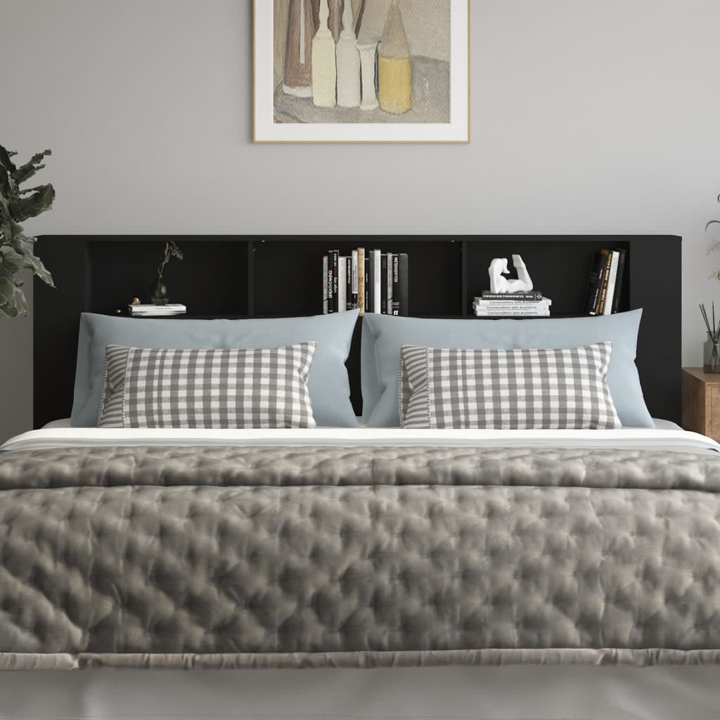 Testiera con Scomparti Nera 220x18,5x104,5 cm - homemem39