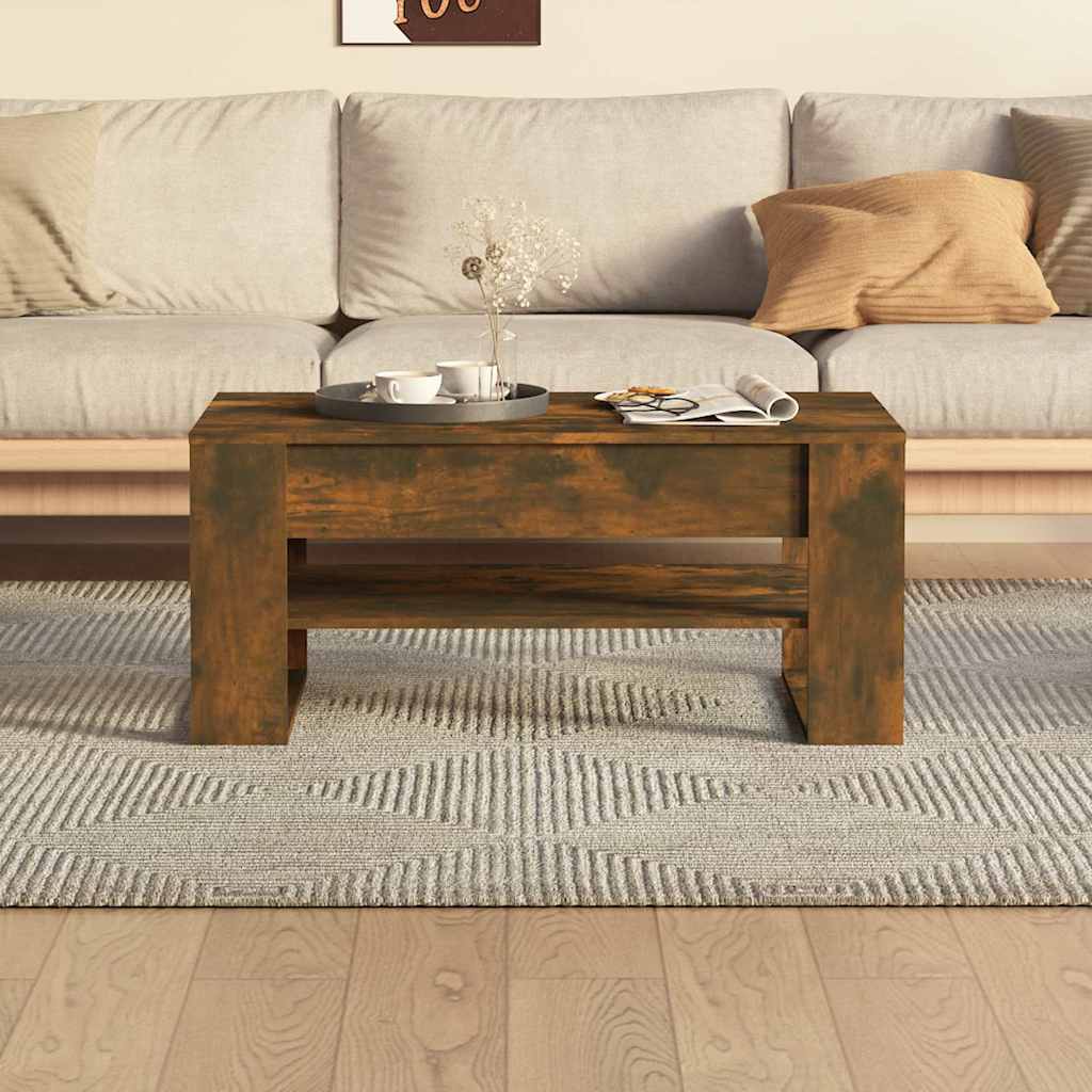 Tavolino da Salotto Rovere Fumo 102x55x45 cm Legno Multistrato