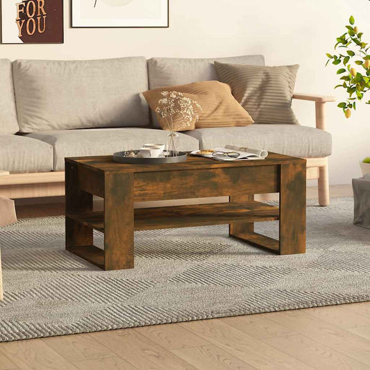 Tavolino da Salotto Rovere Fumo 102x55x45 cm Legno Multistrato | homemem39