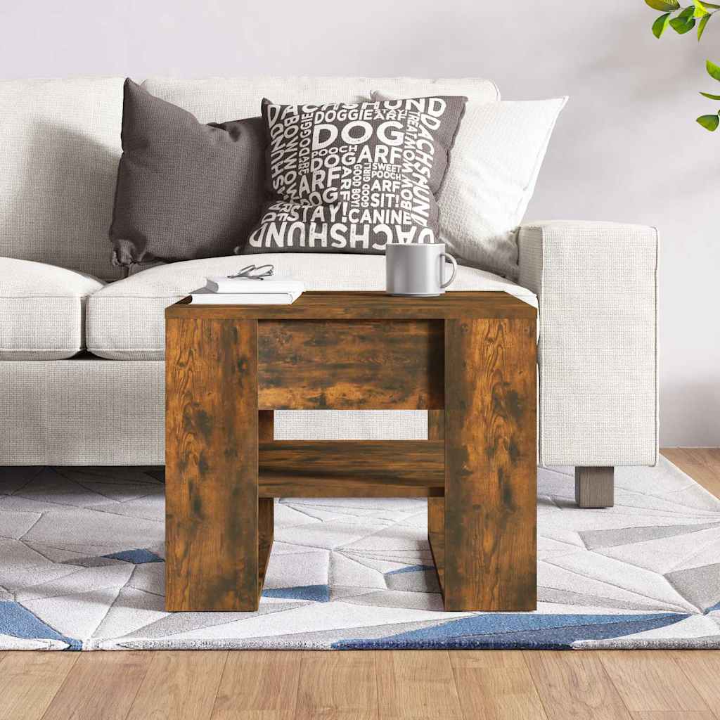Tavolino da Salotto Rovere Fumo 55,5x55x45 cm Legno Multistrato