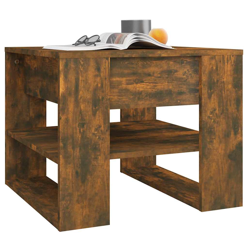 Tavolino da Salotto Rovere Fumo 55,5x55x45 cm Legno Multistrato