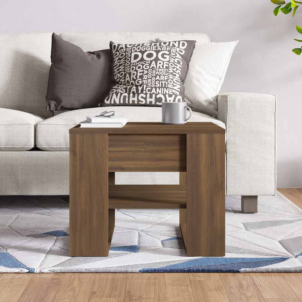 Tavolino Salotto Rovere Marrone 55,5x55x45 cm Legno Multistrato