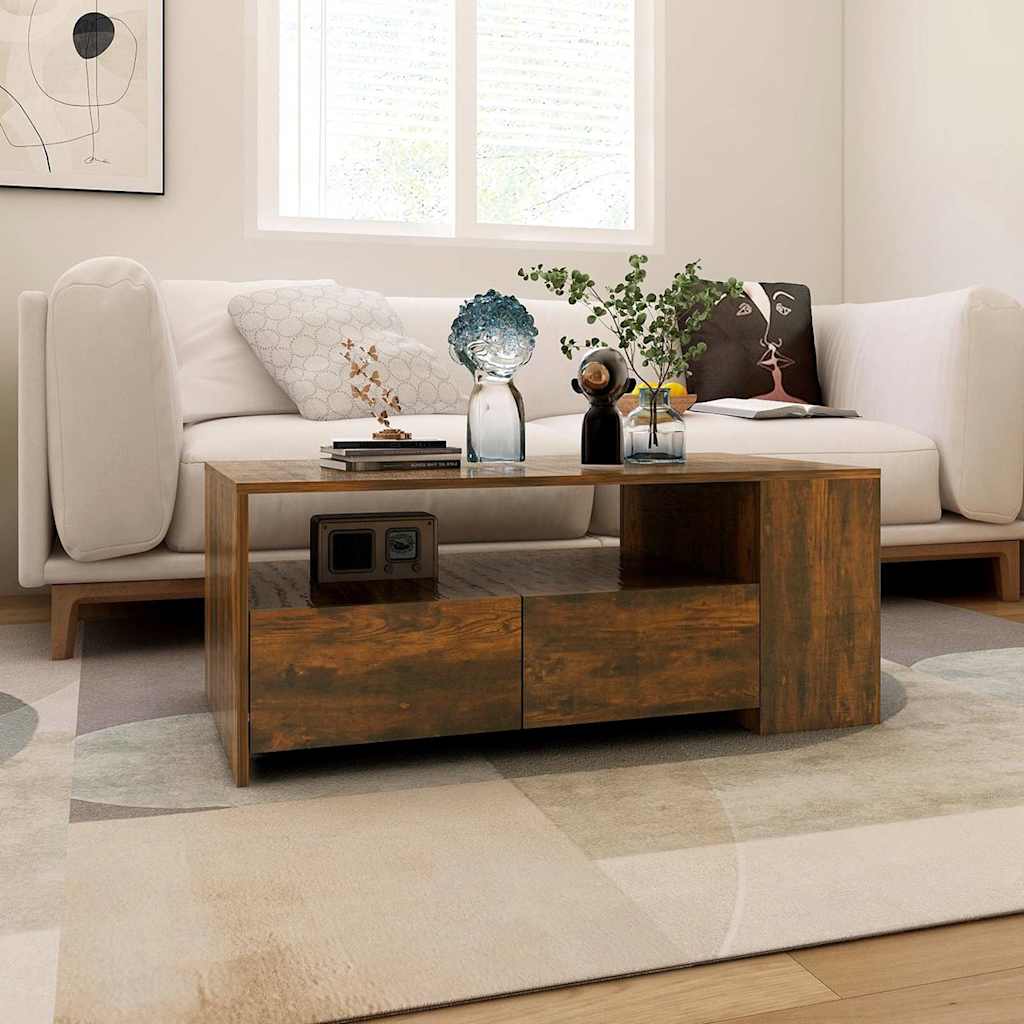 Tavolino da Salotto Rovere Fumo 102x55x42 cm Legno Multistrato