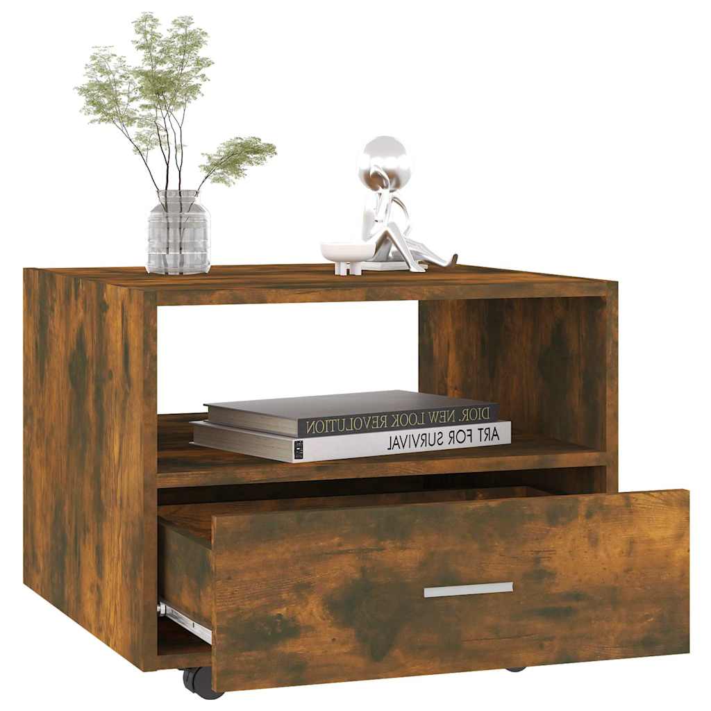 Tavolino da Salotto Rovere Fumo 55x55x40cm in Legno Multistrato