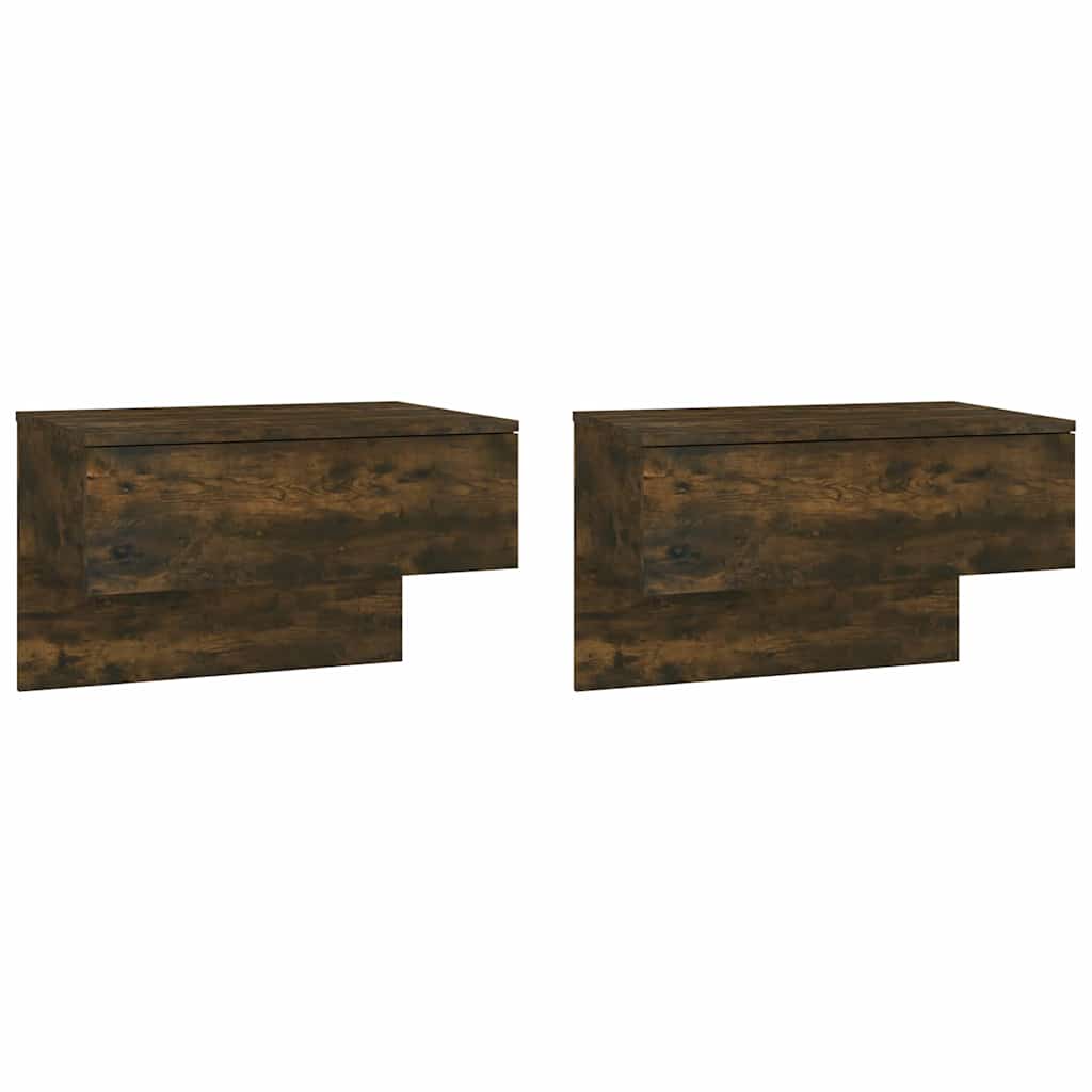 Comodini a Muro 2 pz Rovere Fumo