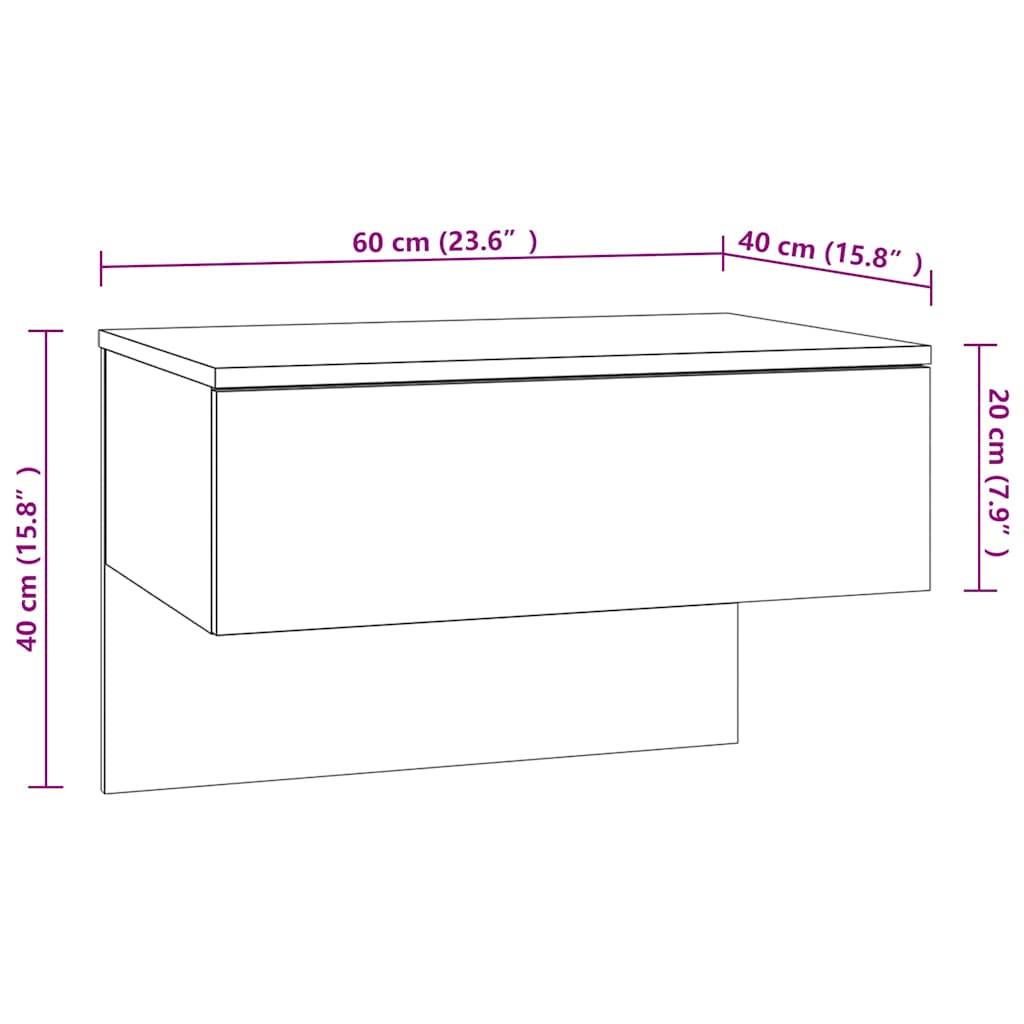 Comodini a Muro 2 pz Rovere Fumo