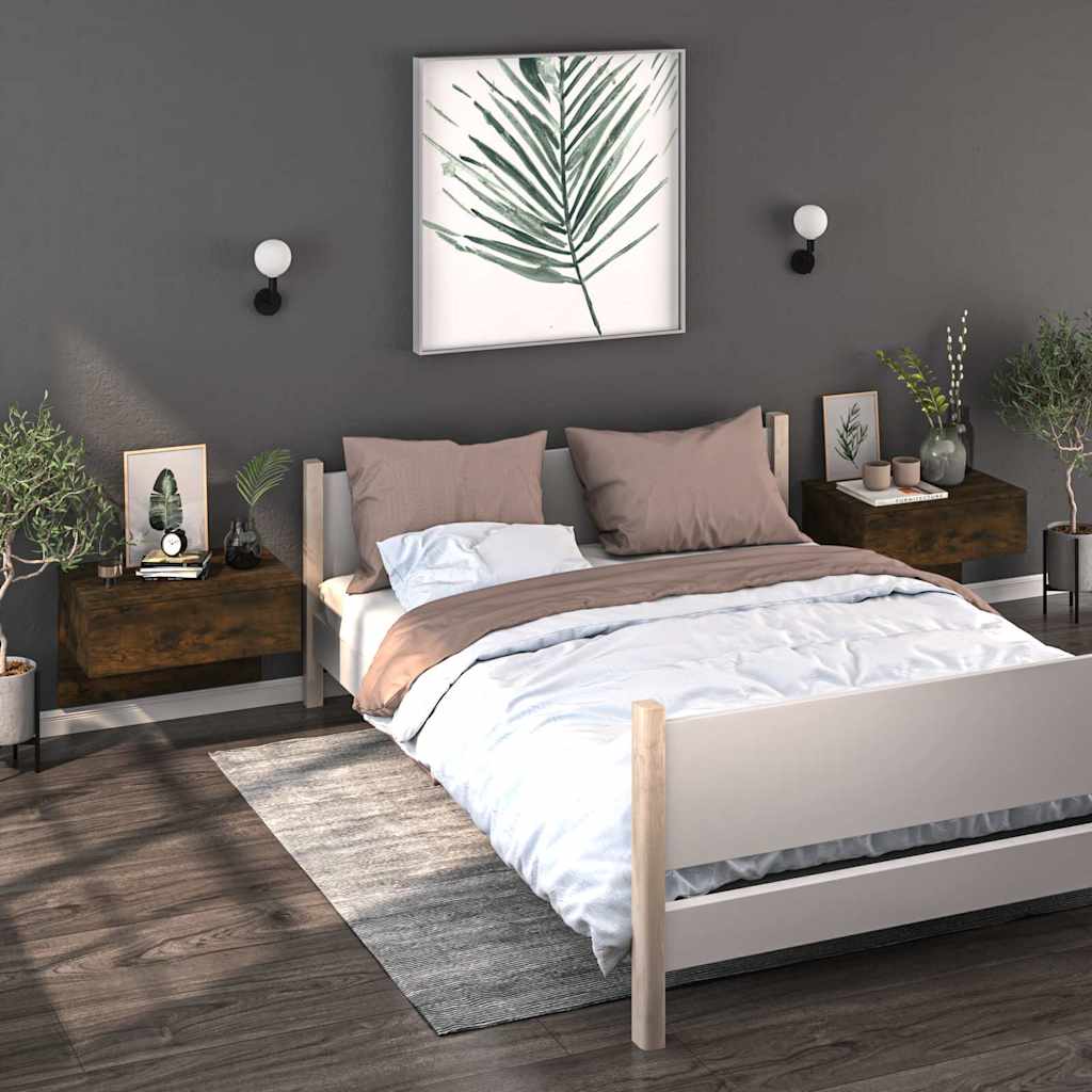 Comodini a Muro 2 pz Rovere Fumo