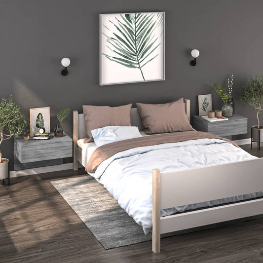 Comodini a Muro 2 pz Grigio Sonoma - homemem39