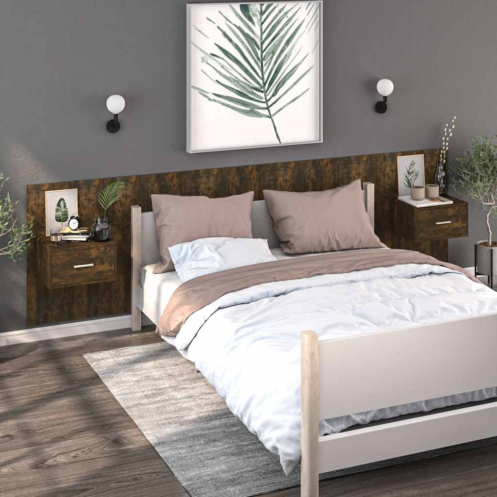 Comodini a Muro 2 pz Rovere Fumo | homemem39