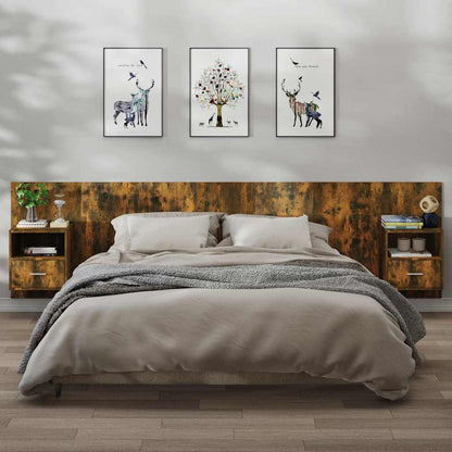 Comodini a Muro 2 pz Rovere Fumo | homemem39