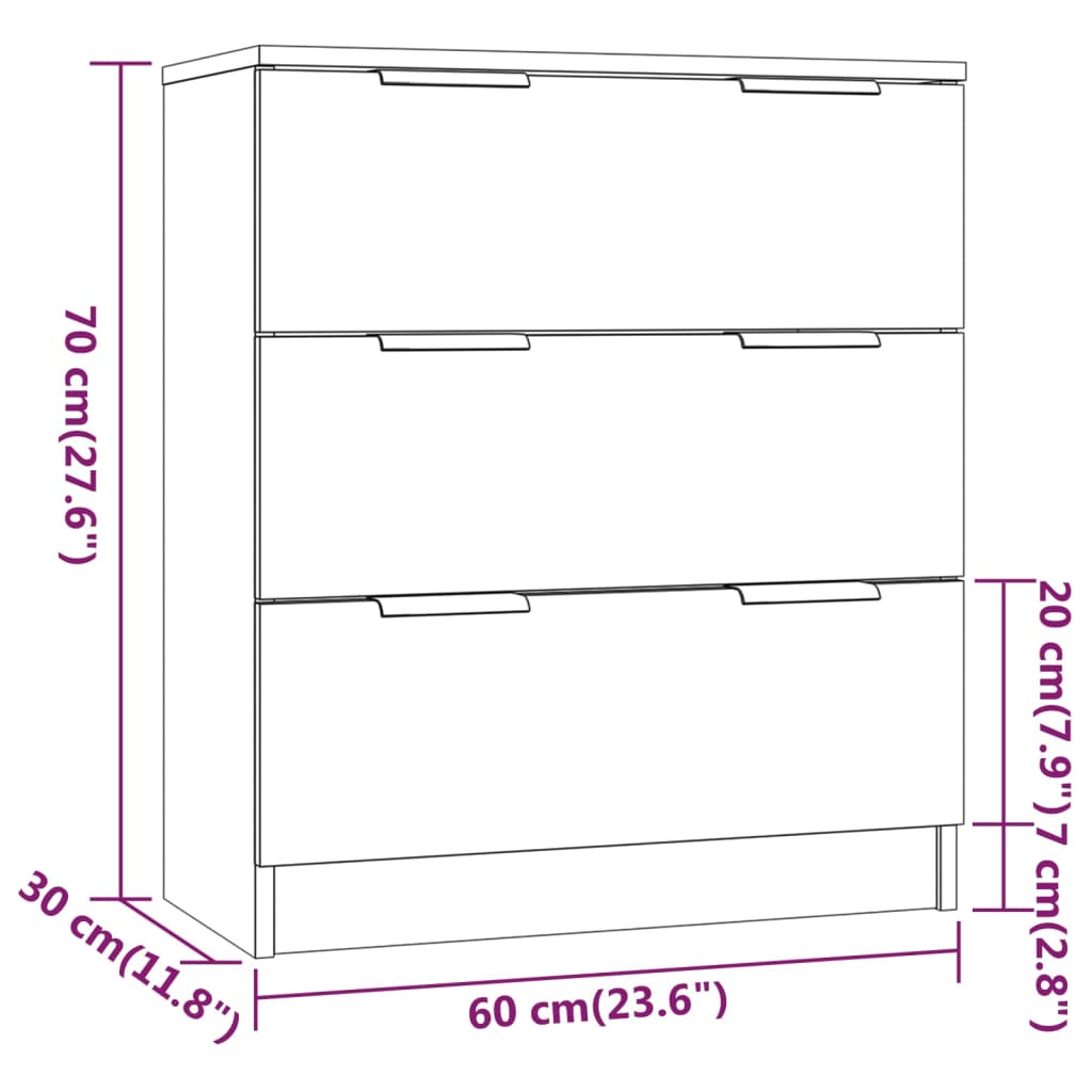 Credenza Rovere Fumo 60x30x70 cm in Legno tecnico