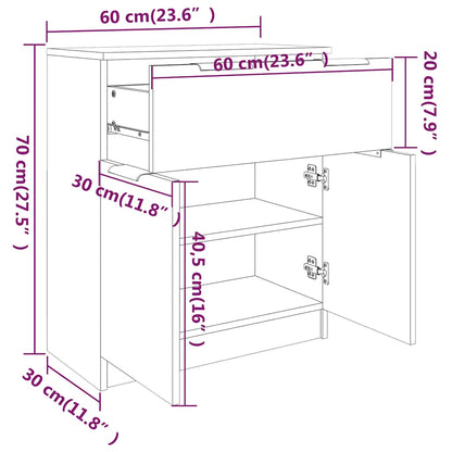Credenza Rovere Fumo 60x30x70 cm in Legno tecnico