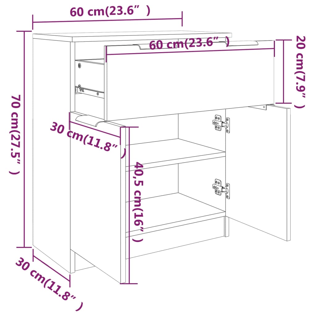 Credenza Grigio Sonoma 60x30x70 cm in Legno tecnico