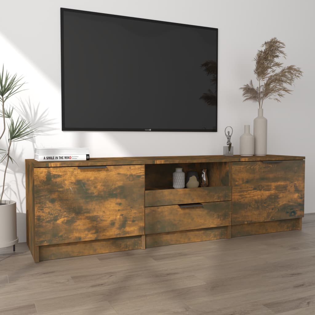 Mobile TV Rovere Fumo 140x35x40 cm in Legno Ingegnerizzato - homemem39