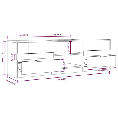 Mobile TV Rovere Fumo 150x33,5x45 cm in Legno Ingegnerizzato
