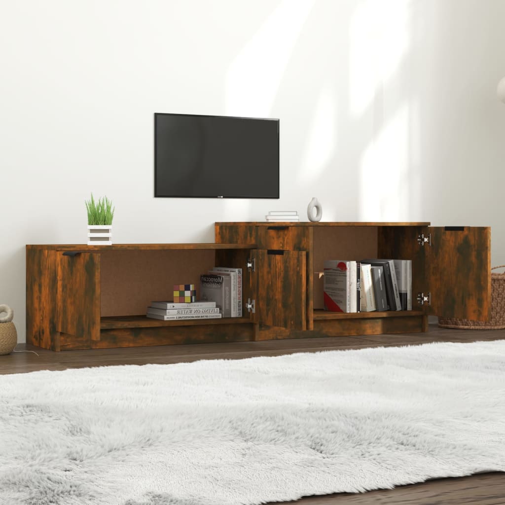 Mobile TV Rovere Fumo 158,5x36x45 cm in Legno Multistrato - homemem39