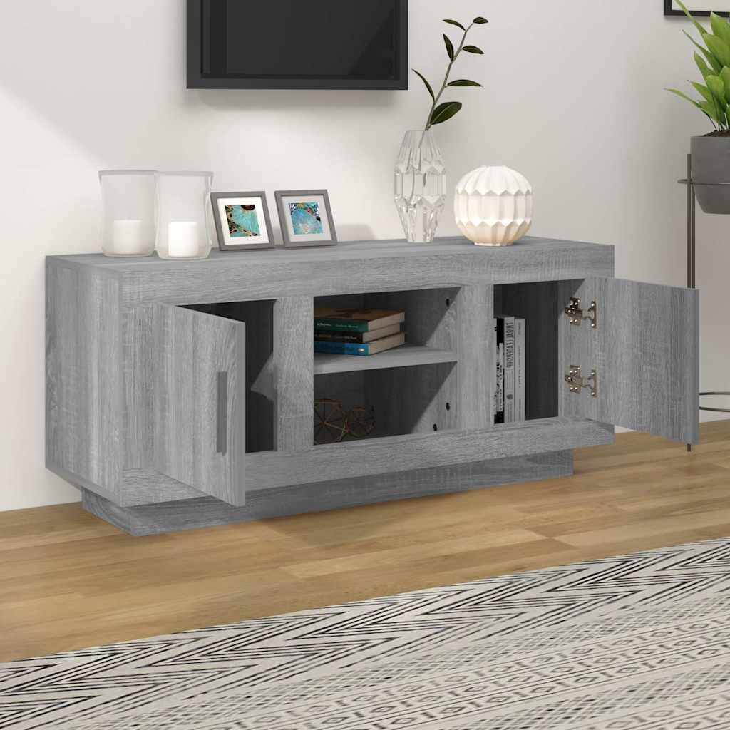 Mobile TV Grigio Sonoma 102x35x45 cm in Legno Multistrato