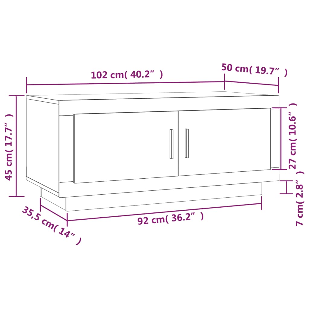Tavolino da Salotto Rovere Fumo 102x50x45 cm Legno Multistrato | homemem39