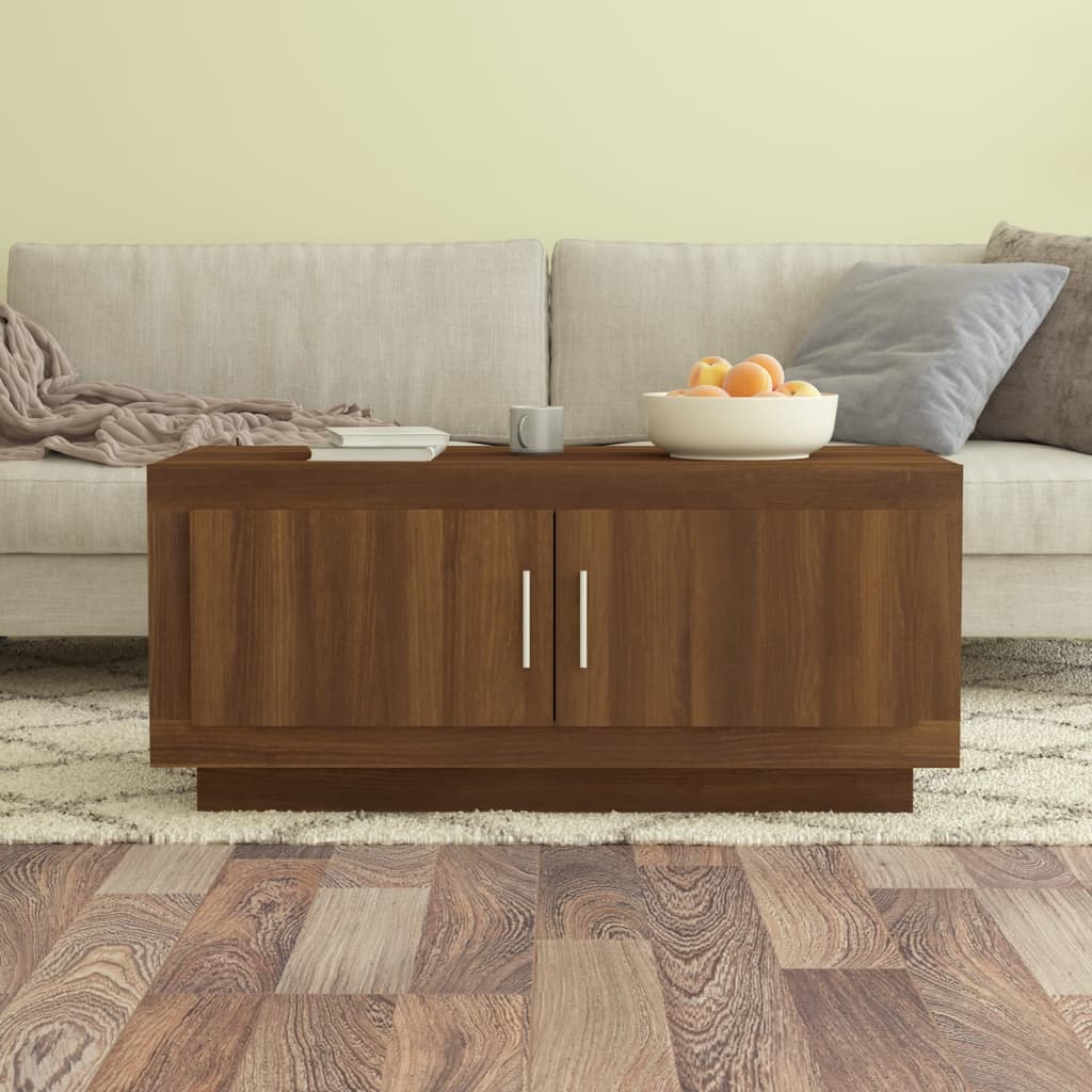 Tavolino Salotto Rovere Marrone 102x50x45 cm Legno Multistrato | homemem39