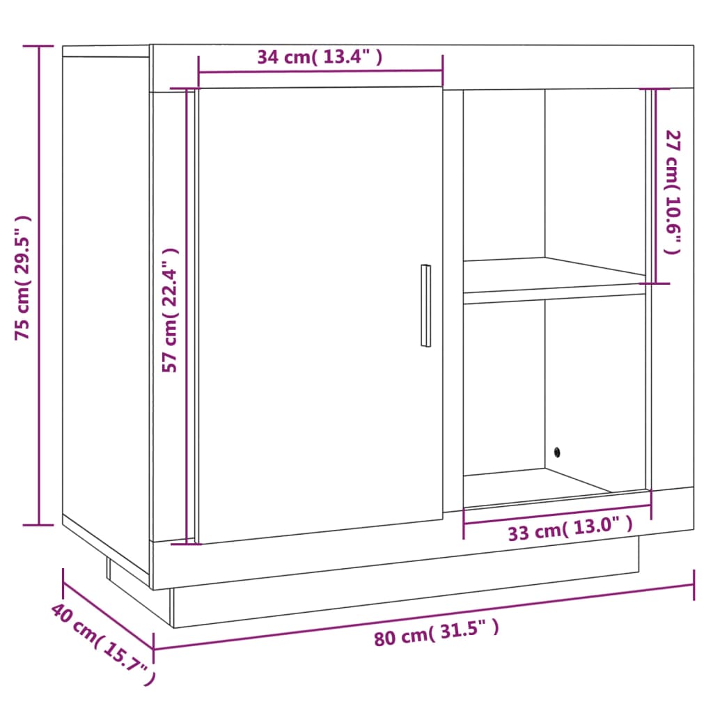 Credenza Rovere Fumo 80x40x75 cm