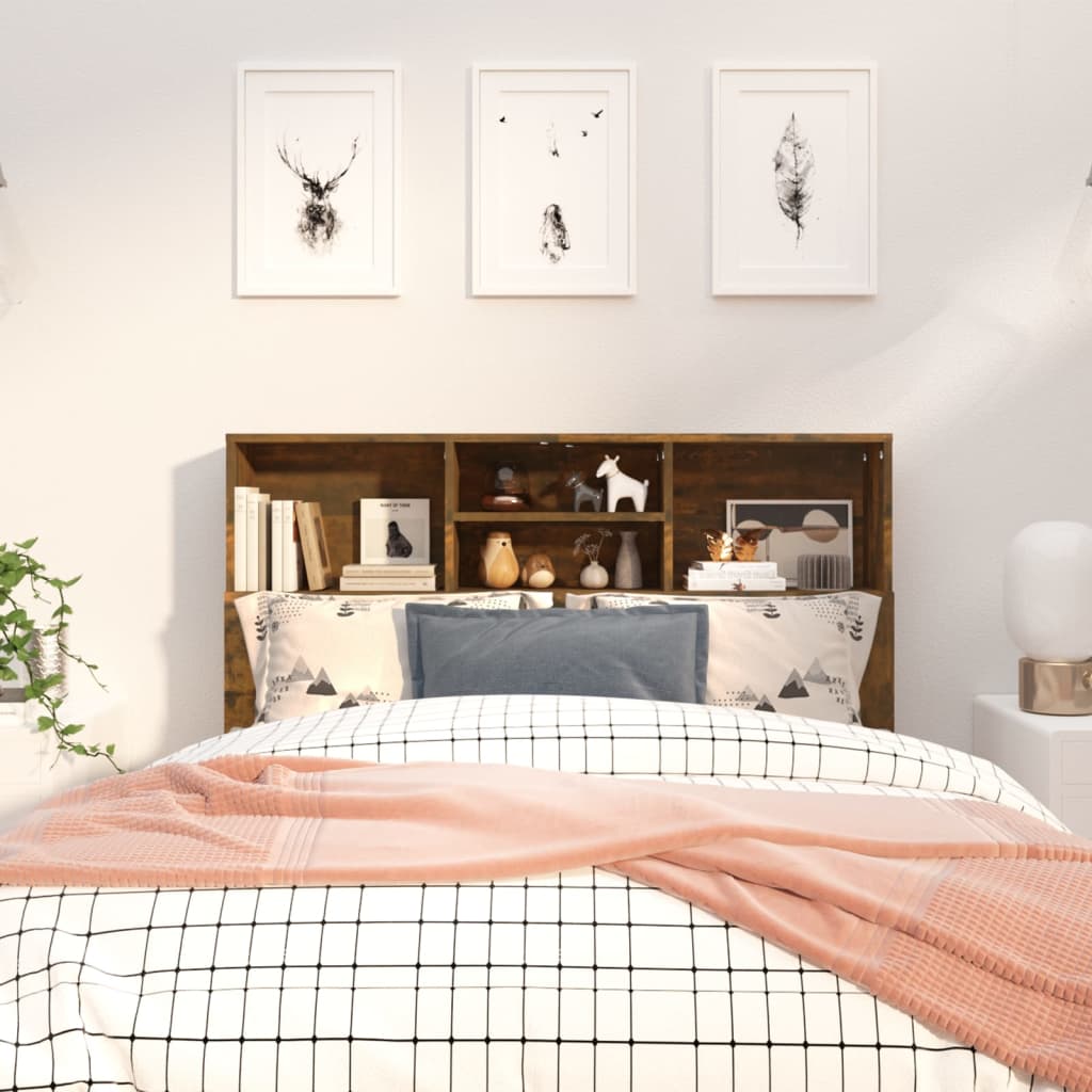 Testiera con Scomparti Rovere Fumo 120x19x103,5 cm - homemem39