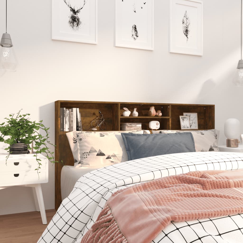 Testiera con Scomparti Rovere Fumo 180x19x103,5 cm - homemem39