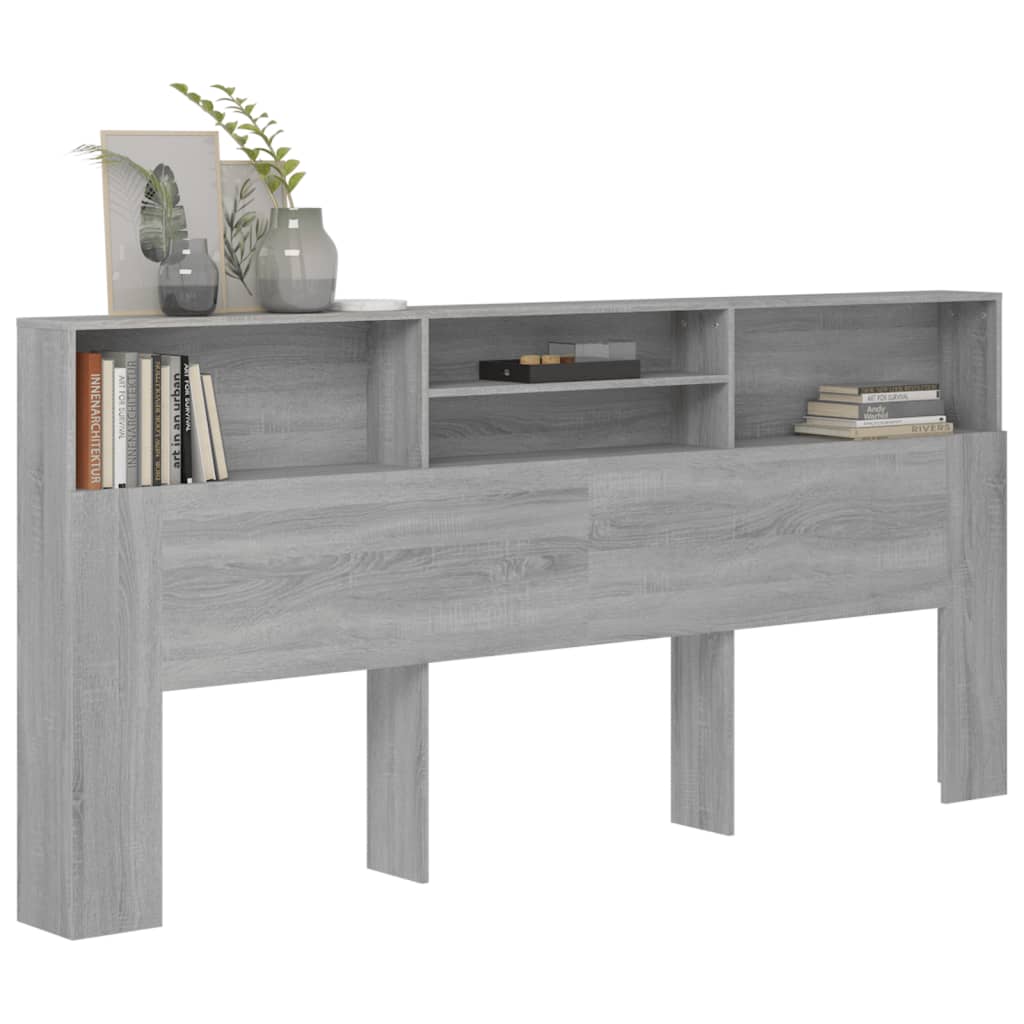 Testiera con Contenitore Grigio Sonoma 220x19x103,5 cm - homemem39