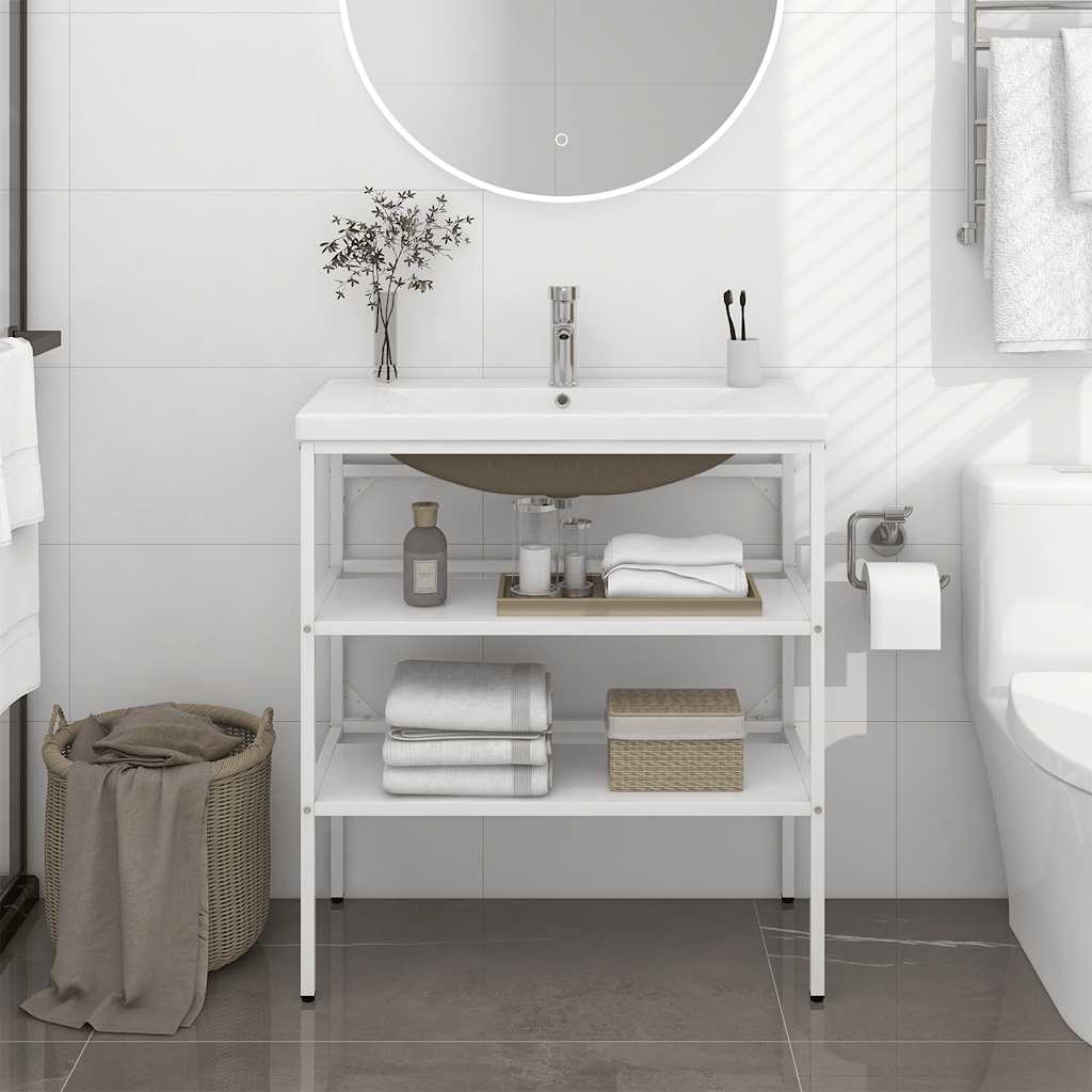 Telaio per Lavabo da Bagno con Lavabo Integrato Bianco in Ferro | homemem39
