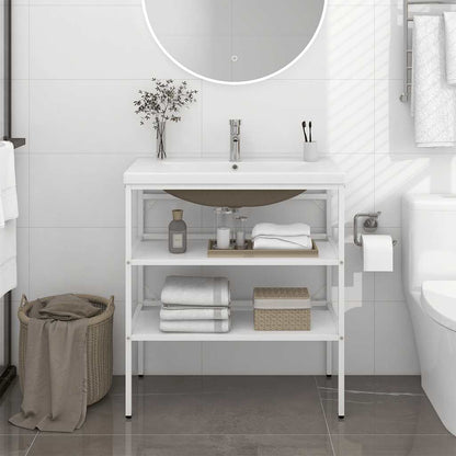 Telaio per Lavabo da Bagno con Lavabo Integrato Bianco in Ferro | homemem39