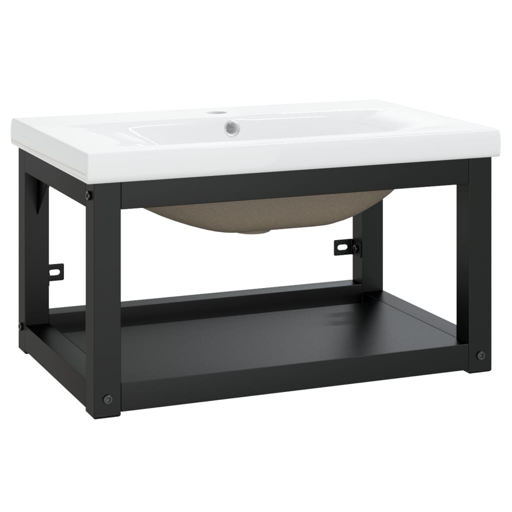 Telaio per Lavabo da Bagno con Lavabo Integrato Nero in Ferro | homemem39