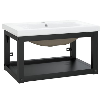 Telaio per Lavabo da Bagno con Lavabo Integrato Nero in Ferro | homemem39