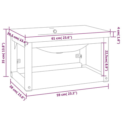 Telaio per Lavabo da Bagno con Lavabo Integrato Nero in Ferro | homemem39