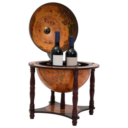 Globe Bar Brown Wine Rack in Solid Eucalyptus Wood