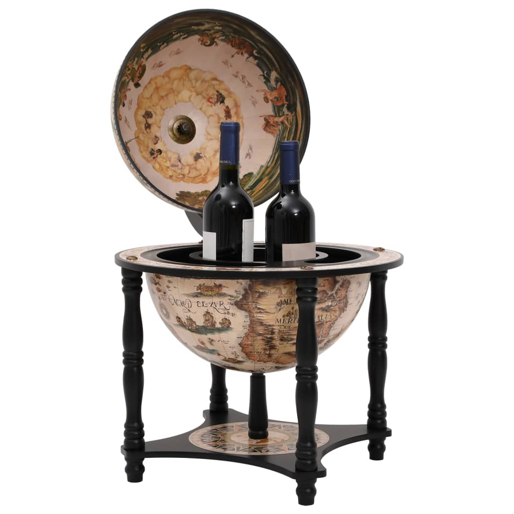 Globe Bar Black Wine Rack in Solid Eucalyptus Wood