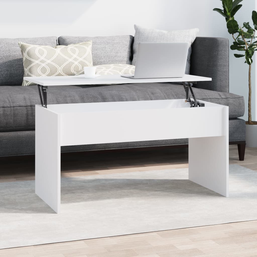 Tavolino da Salotto Bianco 102x50,5x52,5cm in Legno Multistrato | homemem39