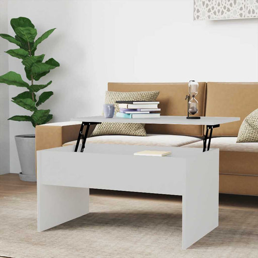Tavolino da Salotto Bianco 80x50,5x41,5 cm Legno Multistrato | homemem39