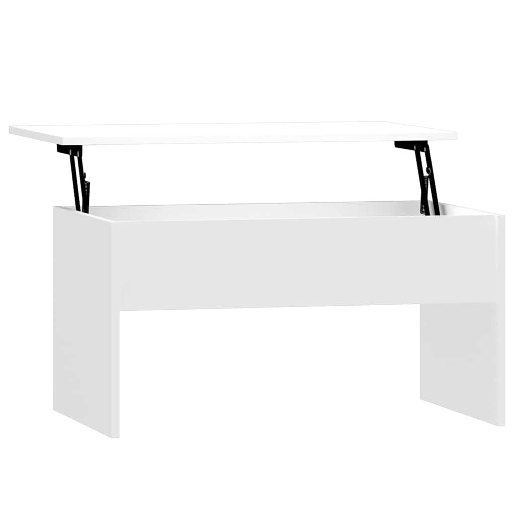 Tavolino Salotto Bianco Lucido 80x50,5x41,5cm Legno Multistrato