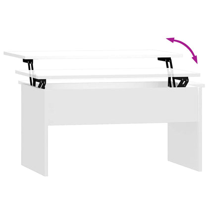 Tavolino Salotto Bianco Lucido 80x50,5x41,5cm Legno Multistrato
