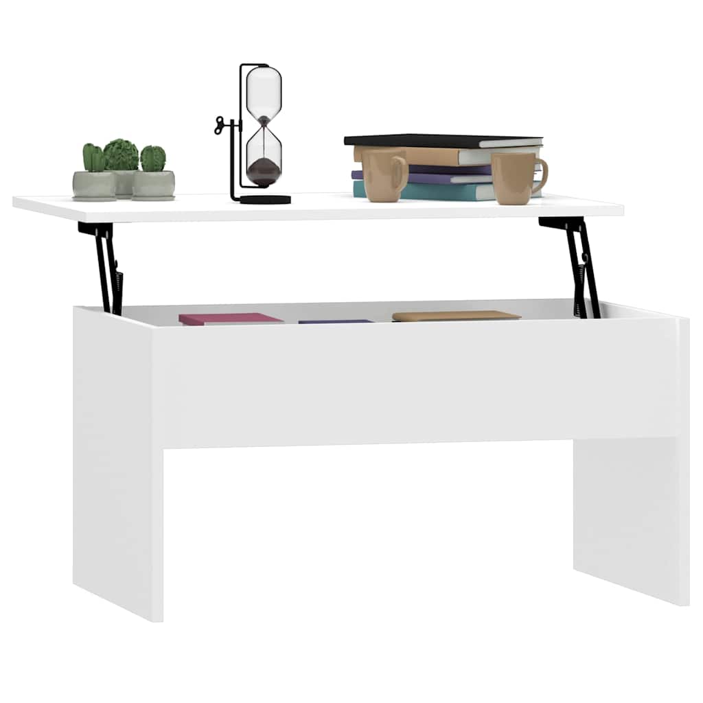 Tavolino Salotto Bianco Lucido 80x50,5x41,5cm Legno Multistrato