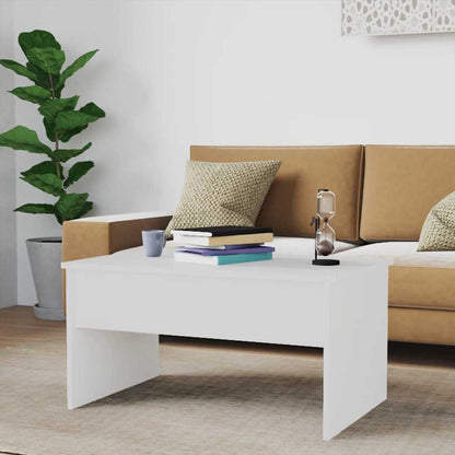 Tavolino Salotto Bianco Lucido 80x50,5x41,5cm Legno Multistrato | homemem39