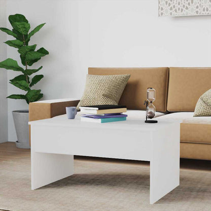Tavolino Salotto Bianco Lucido 80x50,5x41,5cm Legno Multistrato