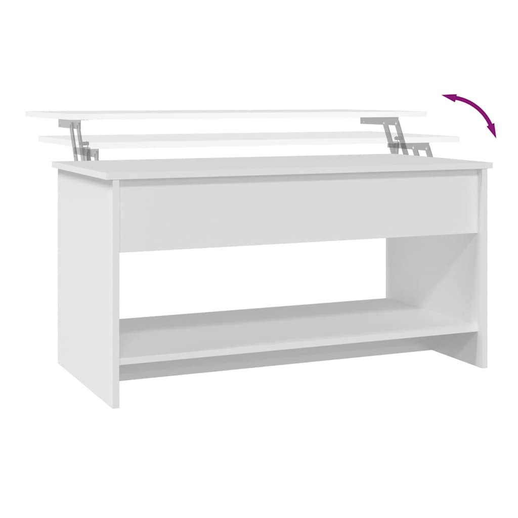 Tavolino da Salotto Bianco 102x50x52,5 cm in Legno Multistrato | homemem39