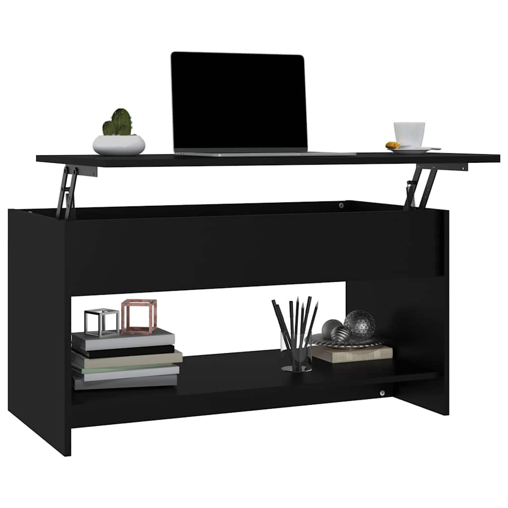 Tavolino da Salotto Nero 102x50x52,5 cm in Legno Multistrato