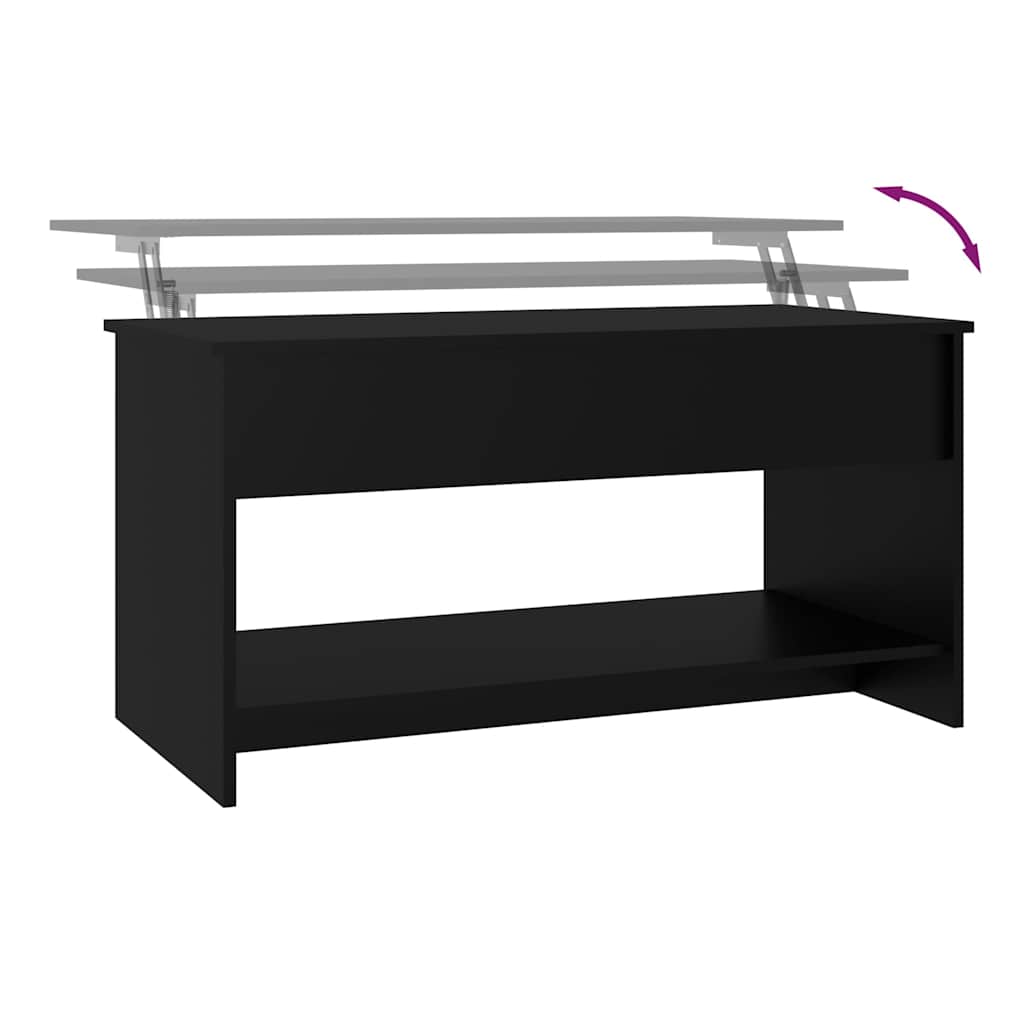 Tavolino da Salotto Nero 102x50x52,5 cm in Legno Multistrato