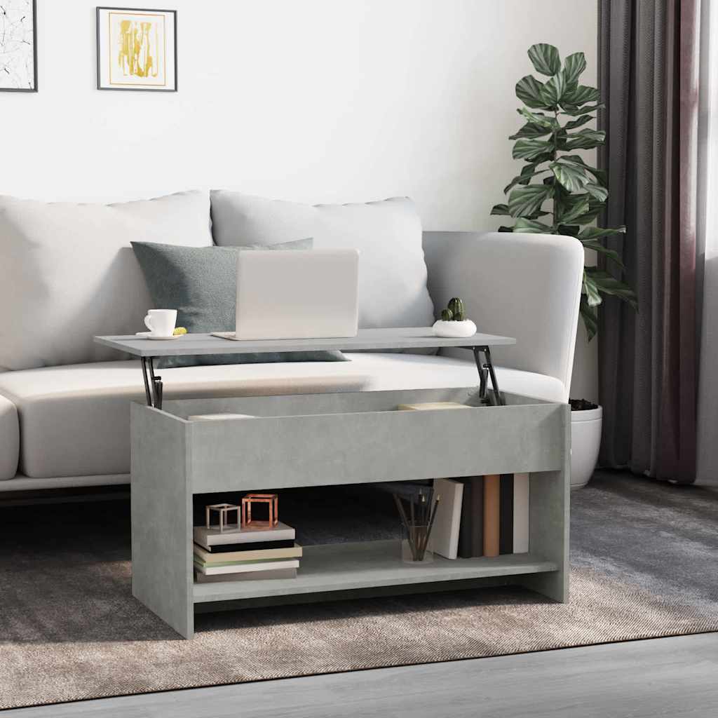 Tavolino Salotto Grigio Cemento 102x50x52,5cm Legno Multistrato