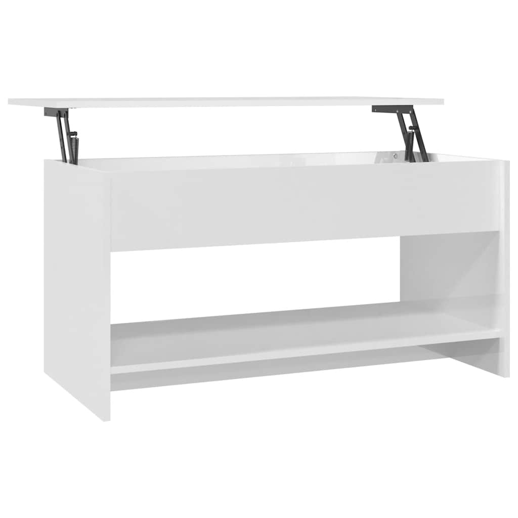 Tavolino Salotto Bianco Lucido 102x50x52,5 cm Legno Multistrato | homemem39