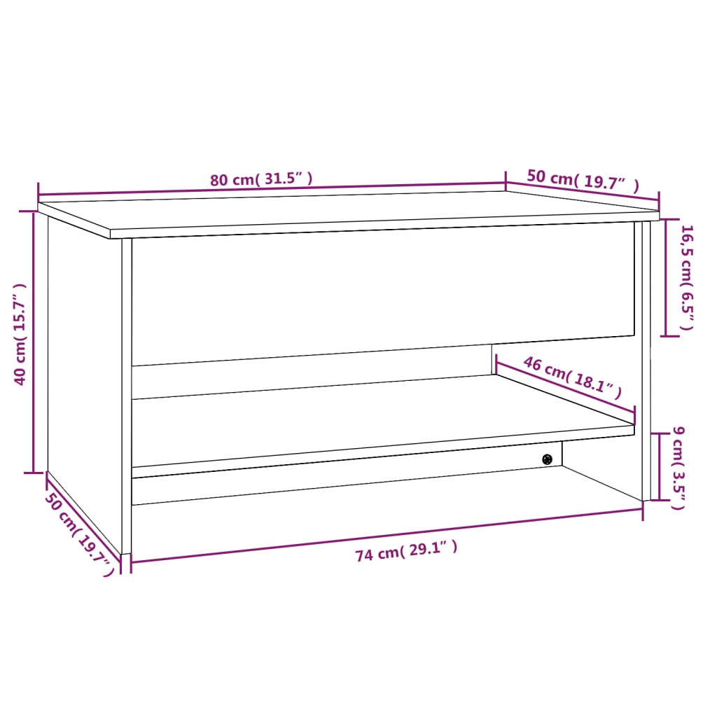 Tavolino da Salotto Grigio Cemento 80x50x40cm Legno Multistrato